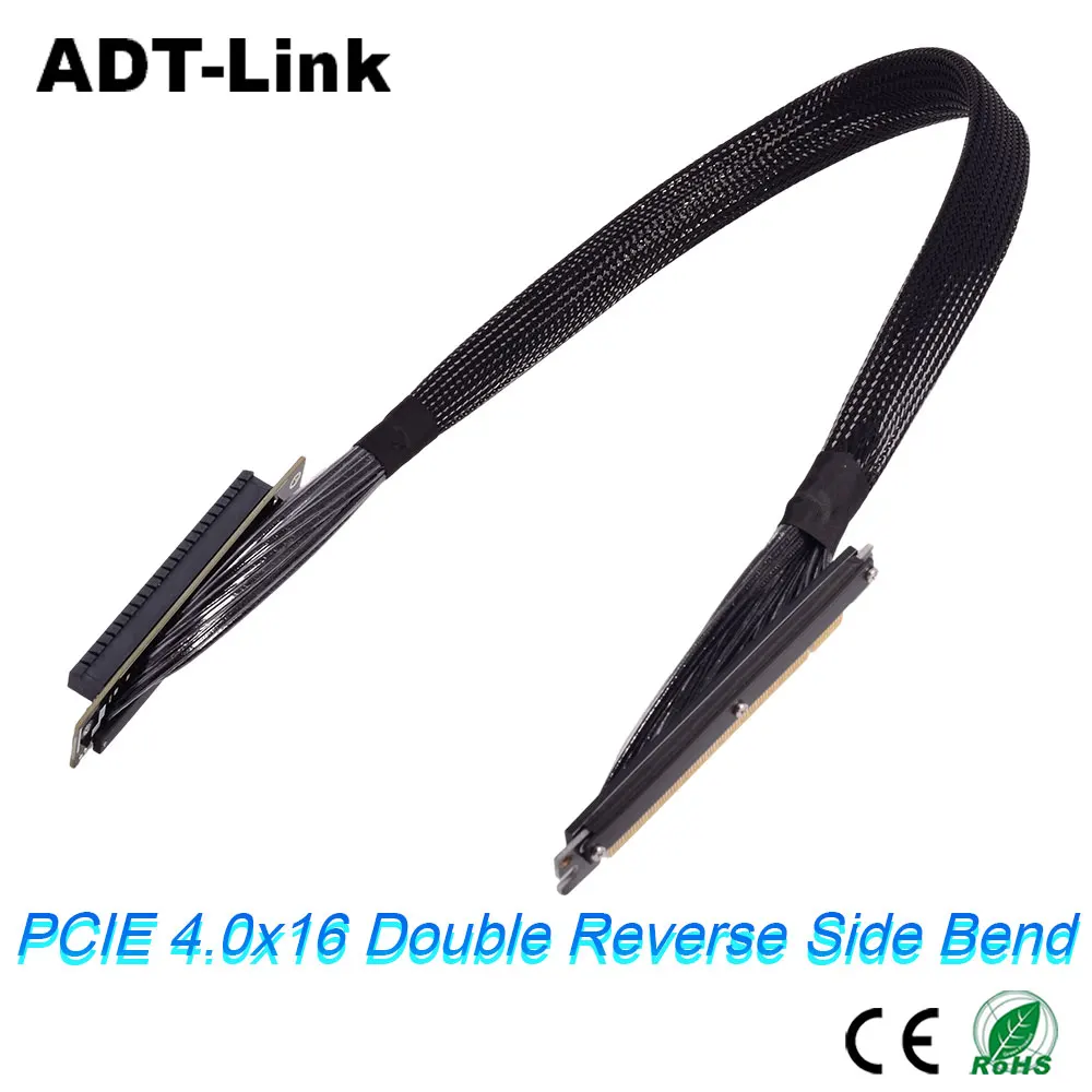 ADT-Link PCIe 4.0x16 Double Reverse Riser Side Bending Graphics Card Extension Cable for Chassis Servers Gaming PC Accessories