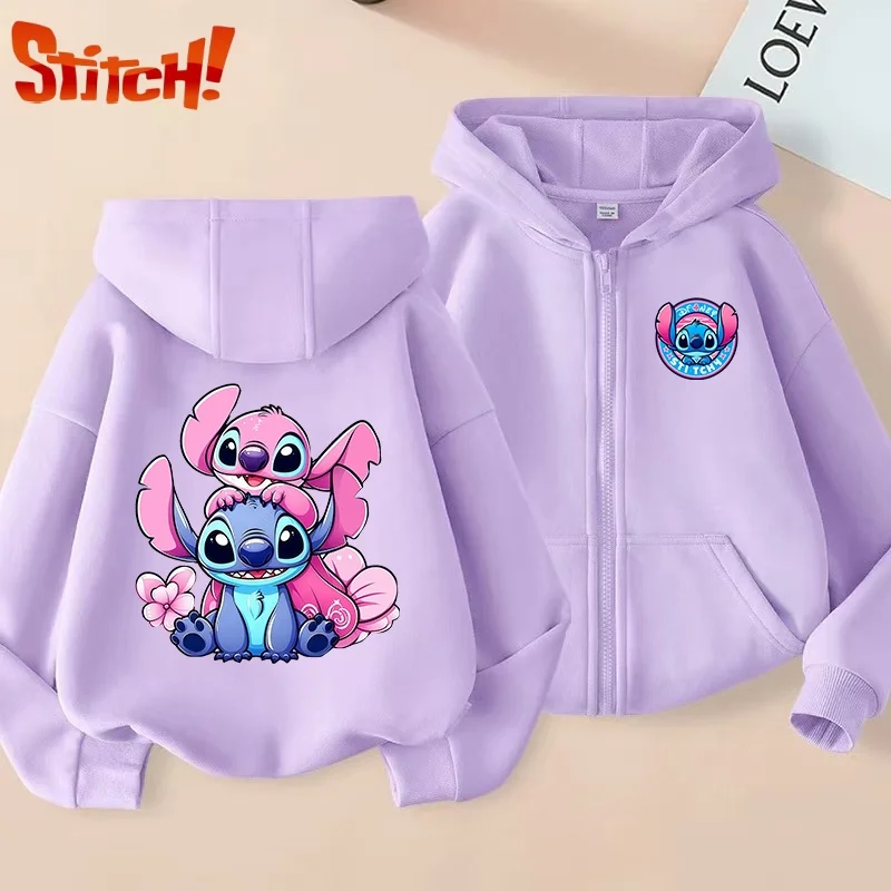 

2026 Kawaii Stitch Hoodie Children Cartoon Clothes Kid Girl Boy Lilo and Stitch Zipper Sweatshirt Manga Hoody Baby Casual Top