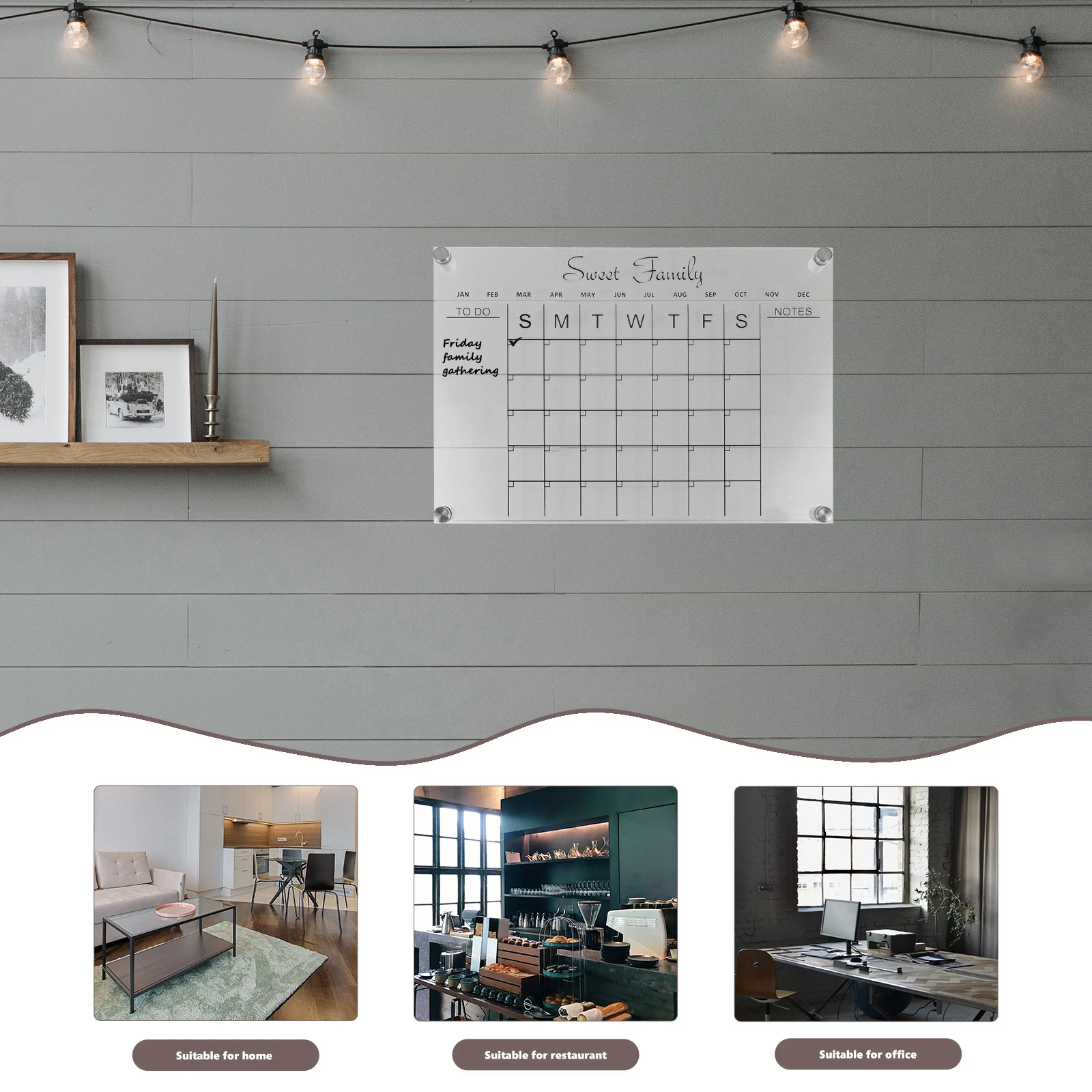 

1Set Acrylic Clear Dry Erase Board Monthly Weekly Plan Message Board Office Kitchen Fridge Organizer Calendar Fridge