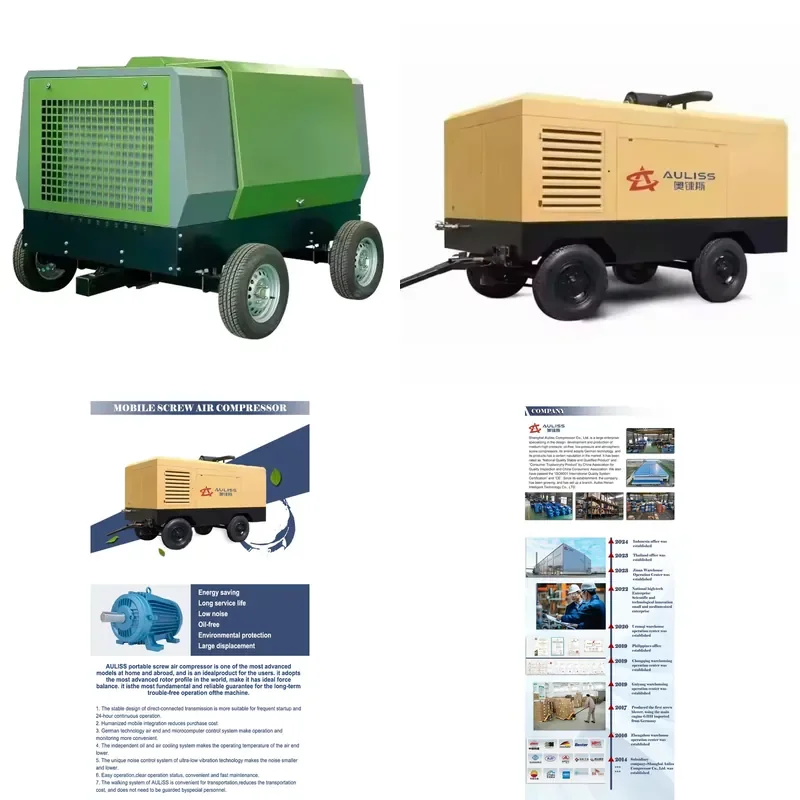 Портативный винтовой воздушный компрессор Auliss 4x4 с прямым приводом, 7,5-31 м³/мин, 37 кВт, 18 бар, 8-25 бар, питание от сети переменного тока, 11 кВт