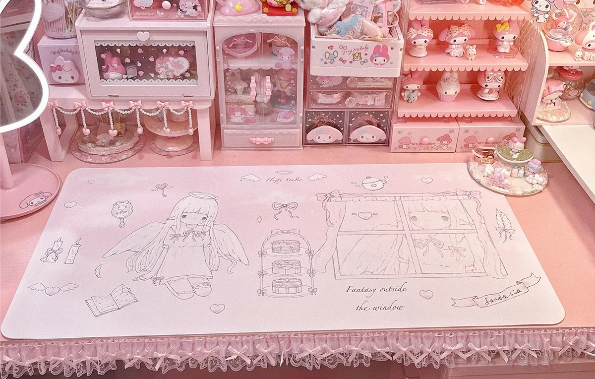 Janela original anjo subcultura oversized engrossado couro à prova dwaterproof água mouse pad tapete de mesa