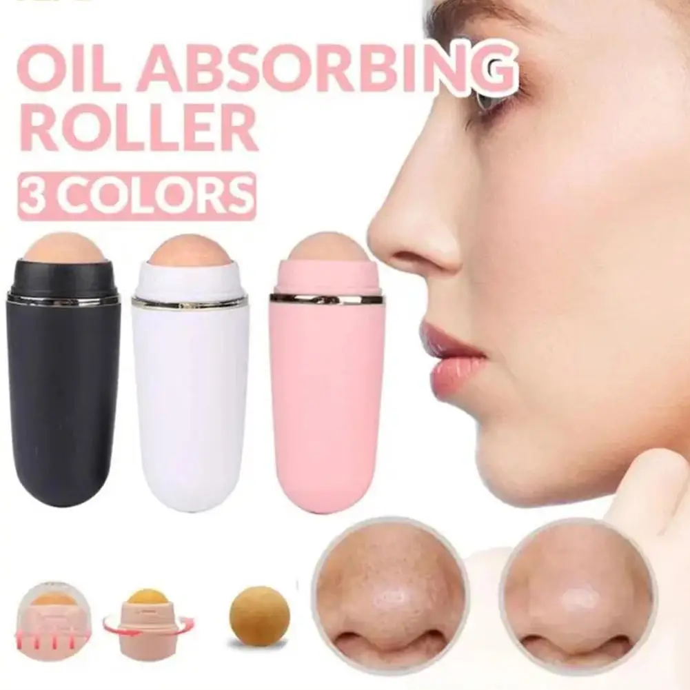 Face Oil Absorbing Roller Volcanic Stone Blemish Remover Face T-zone Oil Removing Rolling Stick Ball Summer Face Shiny Roller