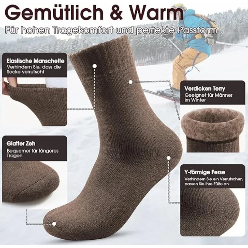 1/3 Pairs Womens Winter Thermal Socks Thick Warm Cotton Boot Socks Middle Tube Soft Classic Big Girl for Outdoor Activities