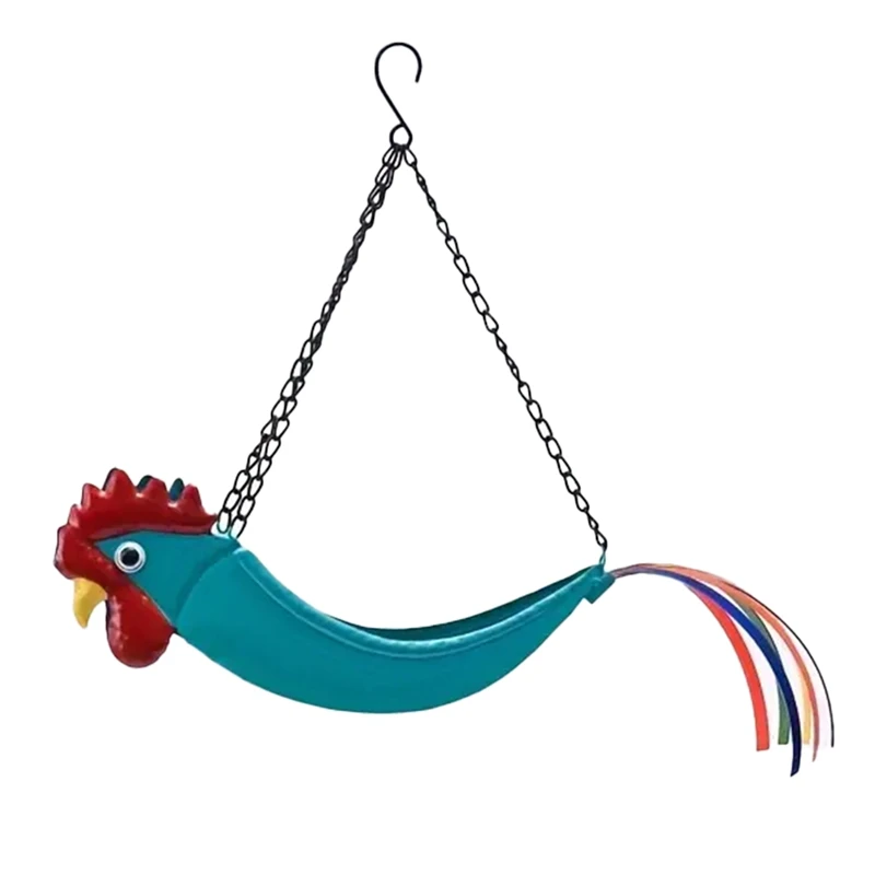 Bright Colorful Chicken Hanging Planter Yard Decor Hanging Planter For Indoor Outdoor Decor, Plant Holder Flower Pots