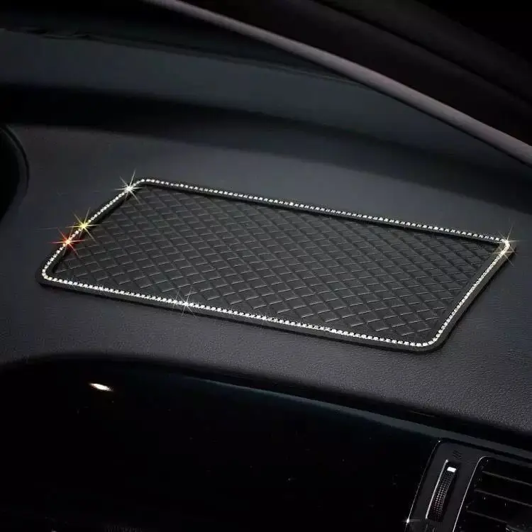 Diamond-encrusted swan car anti-skid pad, plus-sized car anti-skid pad, grid pattern rectangular anti-skid pad storage