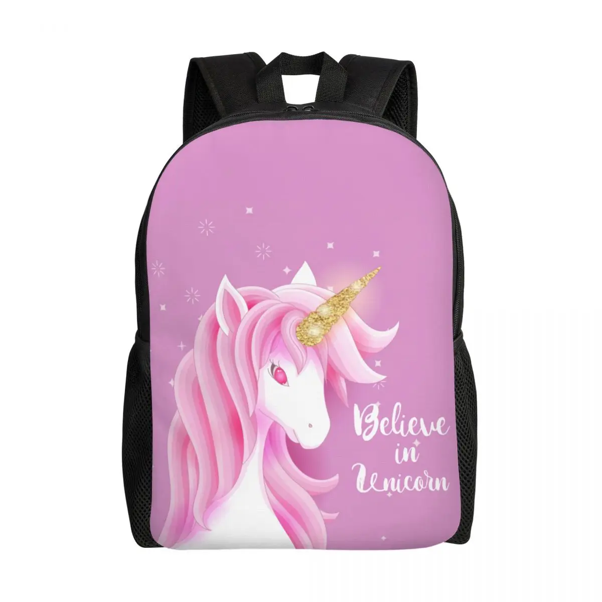 Unicorn Face With Glitter And Antlers Backpacks for Men Women College School Students Bookbag Fits 15 Inch Laptop Bags