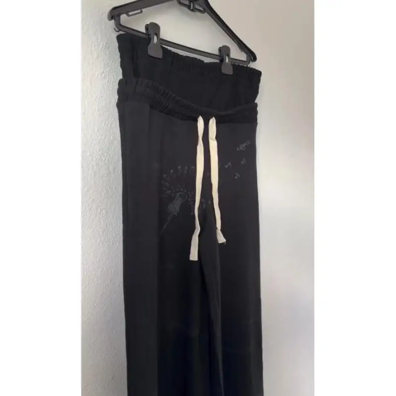 

Новые унисекс-спортивные брюки 2026 года с принтом музыкальных нот, двойным поясом и широкими штанинами, для уличного стиля