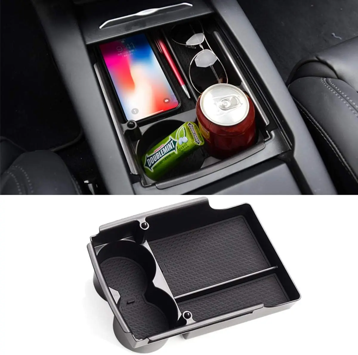 

for Tesla Model X/Model S Center Console Organizer Armrest Storage Box Cup Holder Compatible with Tesla Model X/S Accessories