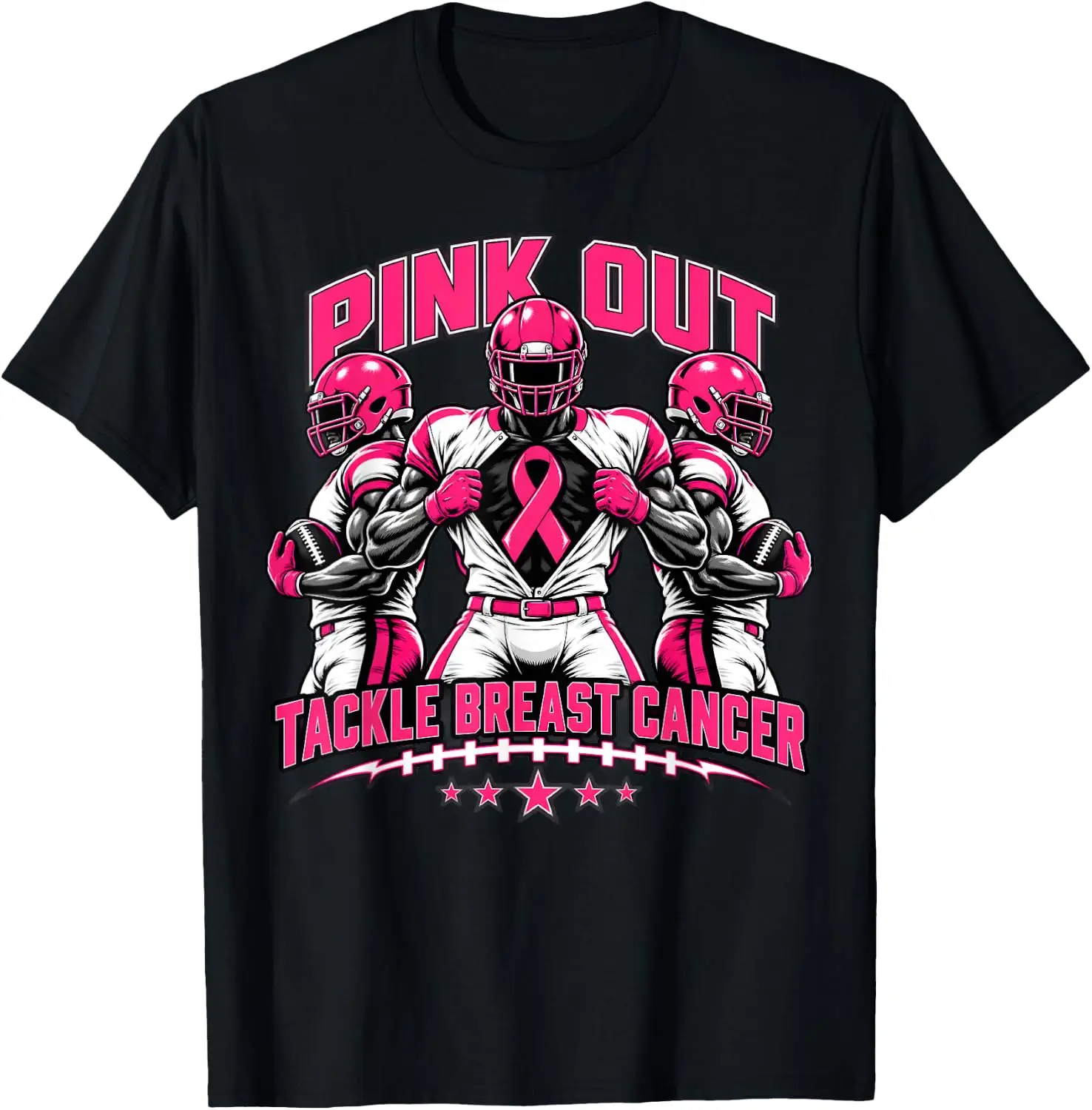 Pink Out Tackle Breast Cancer Football For Men Boys Kids T-Shirt Halloween Loose-Fit Pure Cotton Short-Sleeve Top – Stylish, Breathable, Plus-Size – Christmas Gift