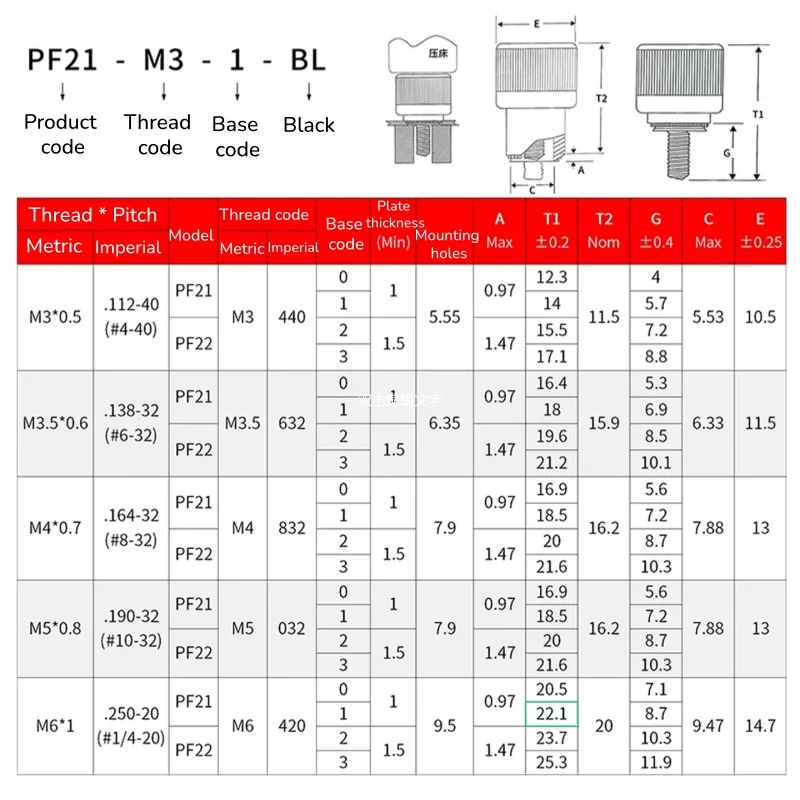 M3 M4 M5 M6 PF21/PF22 Captive Panel Screw Spring Loaded Hand Twist Thumb Screw Self-clinching Rivet Screws For Cabinet