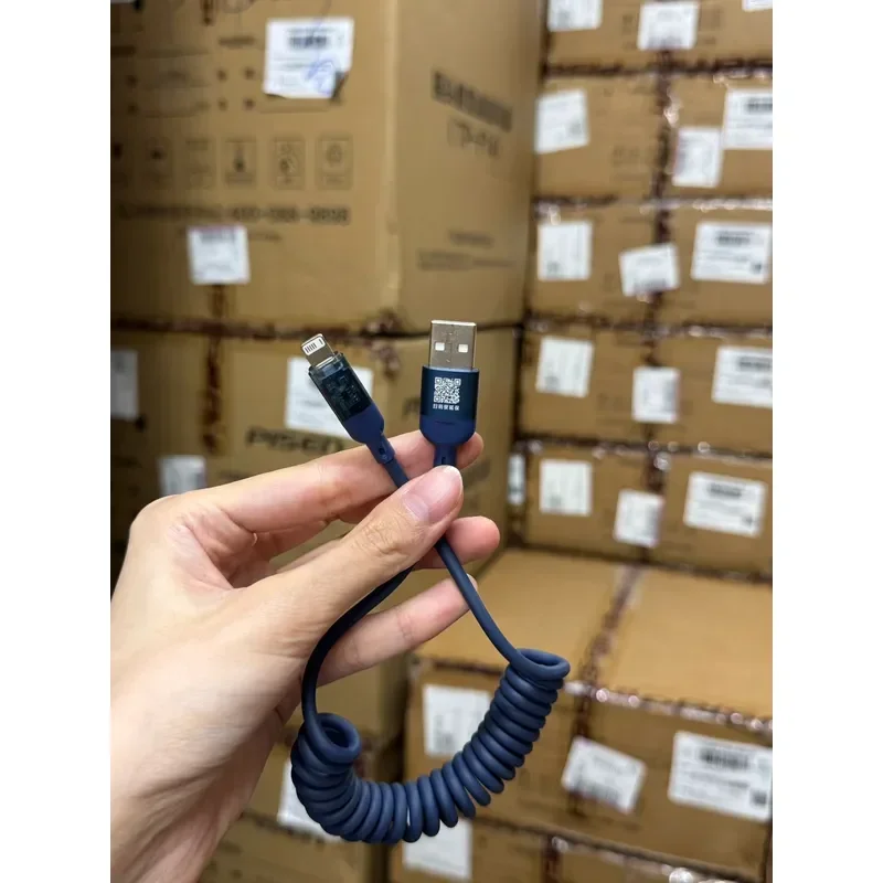 for Pinsheng Car Spring USB Data Cable for iPhone 5 to 14 Series Fast Charging Cord Compatible with Apple Devices