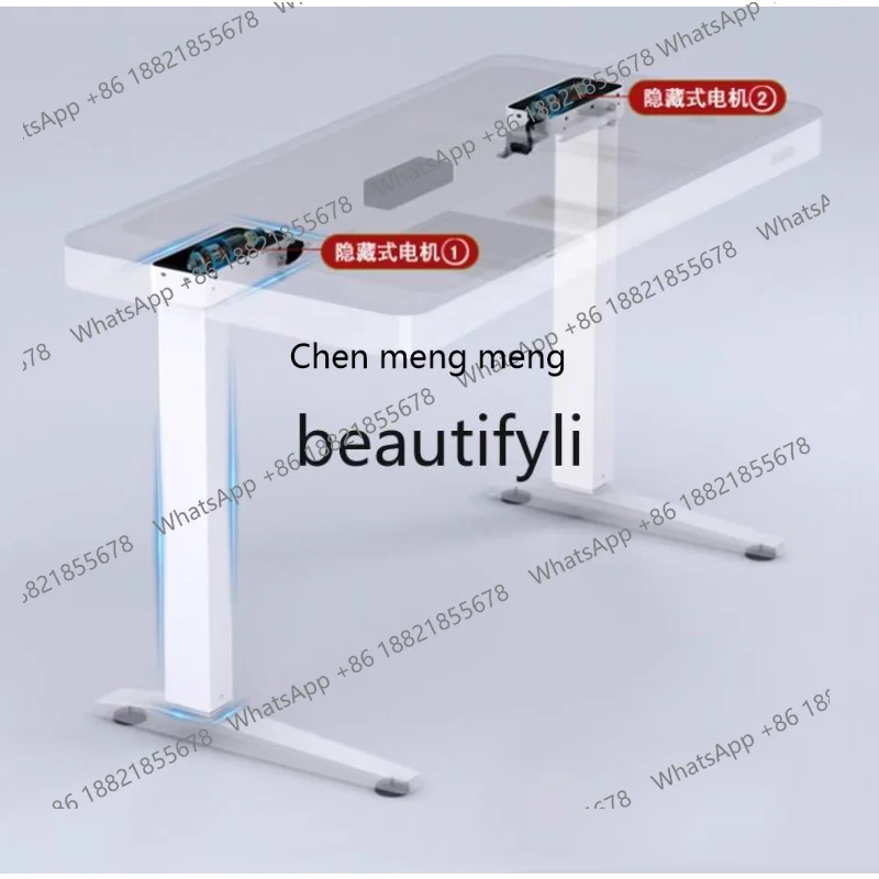 طاولة رفع كهربائية طاولة كمبيوتر منزلية مكتب من الزجاج المقسى مكتب ذكي طاولة الدراسة H #2