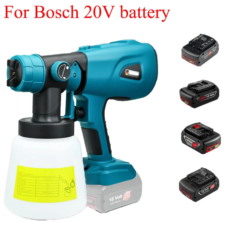 

1000ML Cordless Paint Spray Gun Handheld Paint Sprayer for Bosch 18V Batteries for Indoor and Outdoor Use Power Tool Accessories