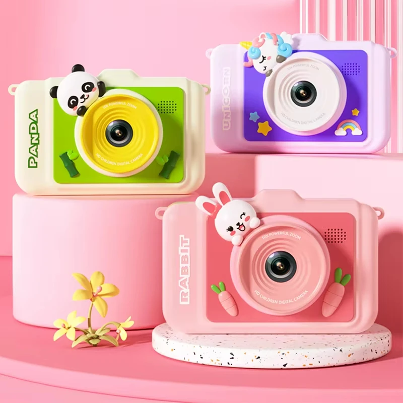 

New Hot cartoon kids digital camera 1080p unicorn panda bunny child photo video camera for children birthday gift Wholesales