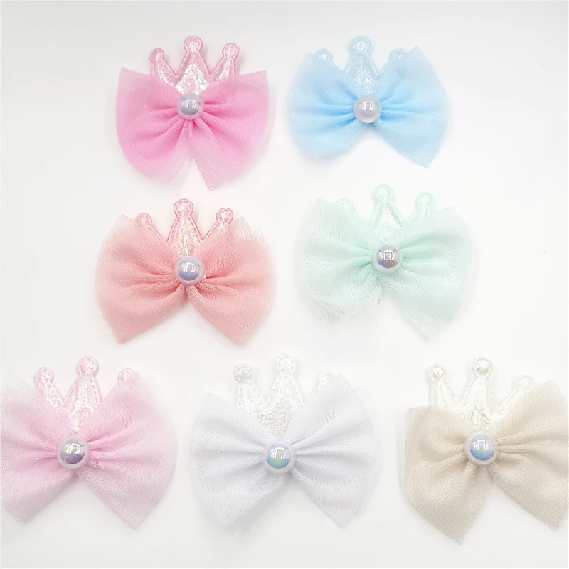 7 pz 8.5x8CM fiore Bowknot imbottito Applique per fai da te bambino Clip di capelli cappello artigianato patch Decor ornamento accessori di