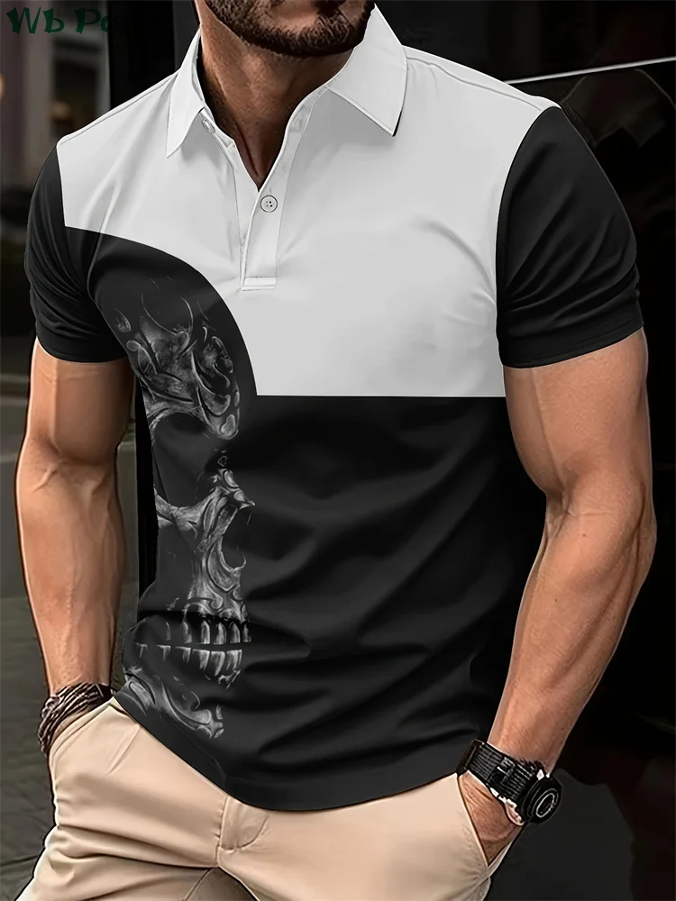 

Skull Graphic T-shirt Fashion Men's Gothic Polo Shirt New in Tops & Tees Men's Clothing 2024 Casual Men's Shirts Mens Clothing