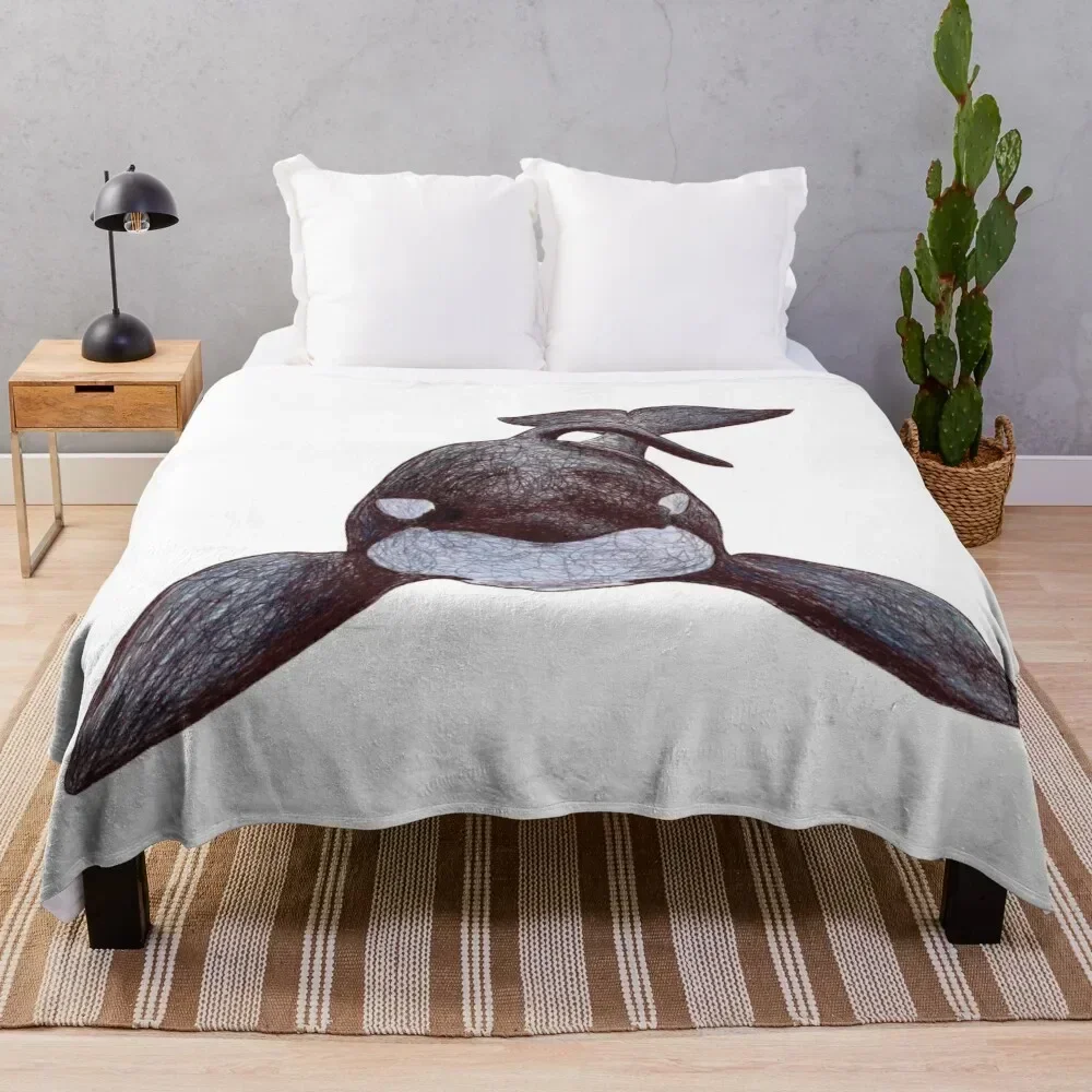 

Bingo the Killer Whale Scribble Throw Blanket Cute Plaid Giant Sofa Blankets