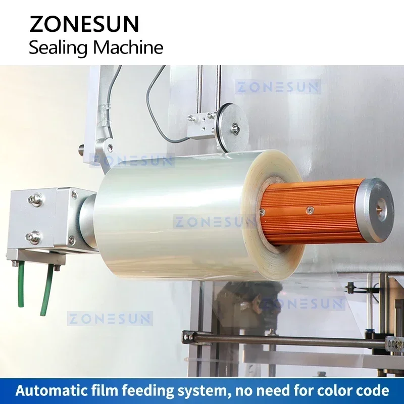 ZONESUN ZS-FKR4T Auto Jar Bottle Sealing Machine 4 Heads Film Roll Heat Press Sealer Plastic Cup Aluminum Foil Lid Packaging view 4