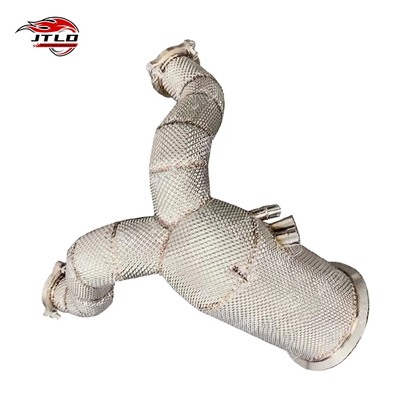 High Flow Downpipe For Porsche Cayenne E-Hybrid 3.0L Turbo With Heat Shield Wrap | Exhaust Upgrade For Hybrid Models