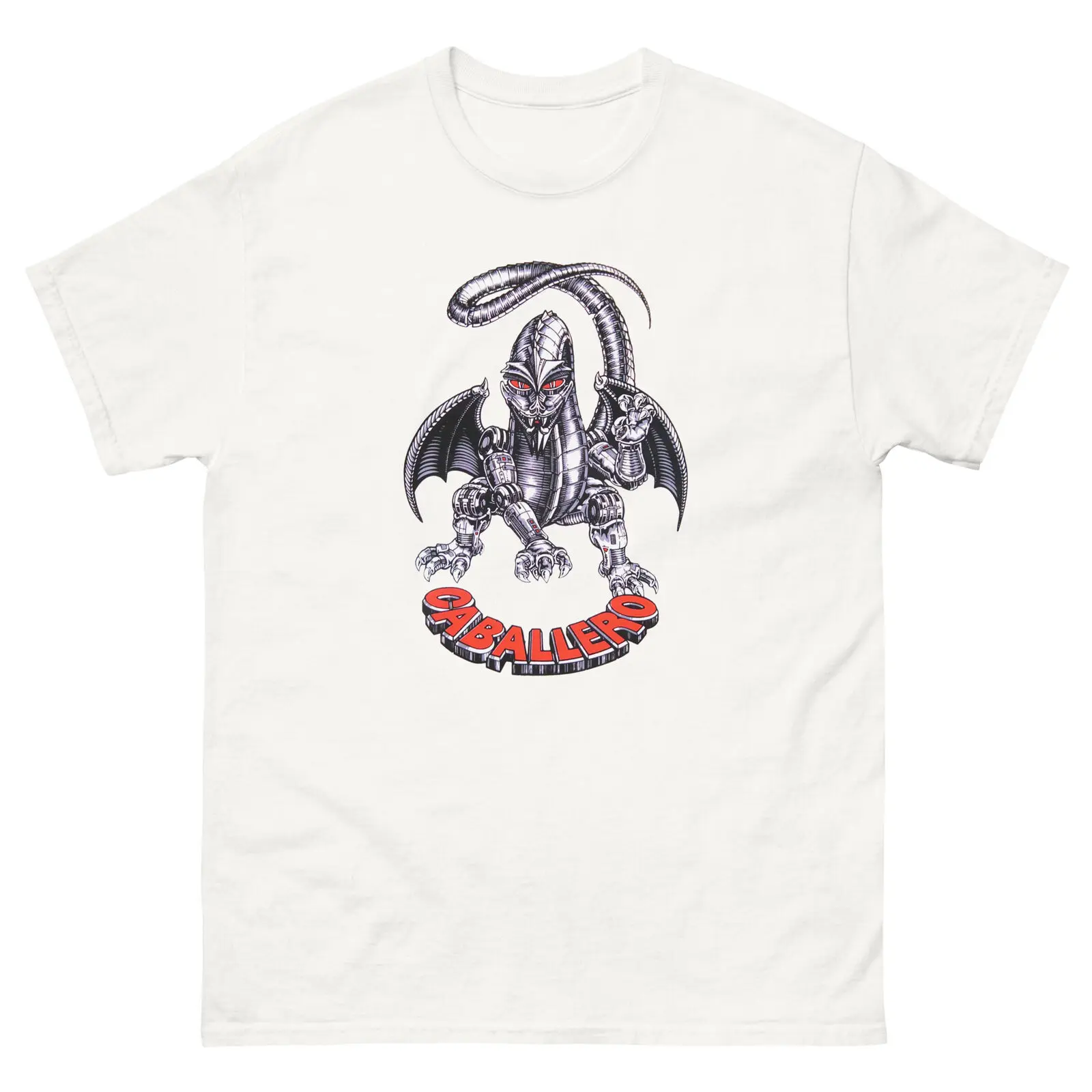 Caballero Skater Robot Dragon Demon Retro Skateboarding T Shirt Designs