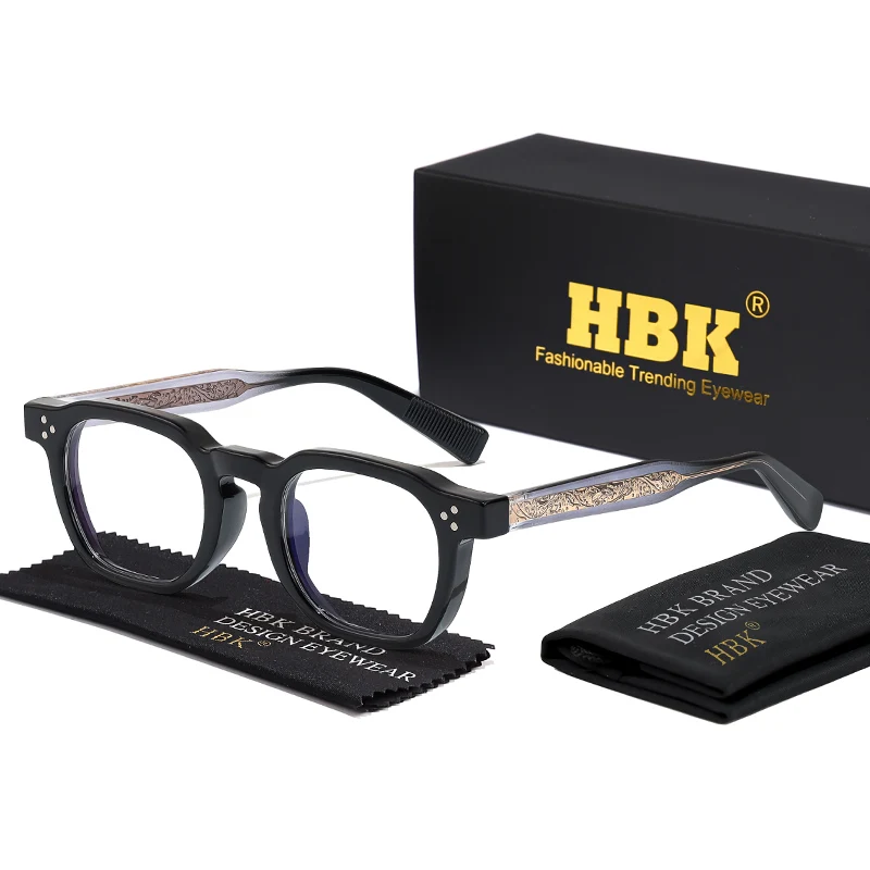 HBK Gafas cuadradas de luz plana para hombres y mujeres, gafas retro con montura TR, gafas de alta calidad, combinación minimalista, regalos ideales