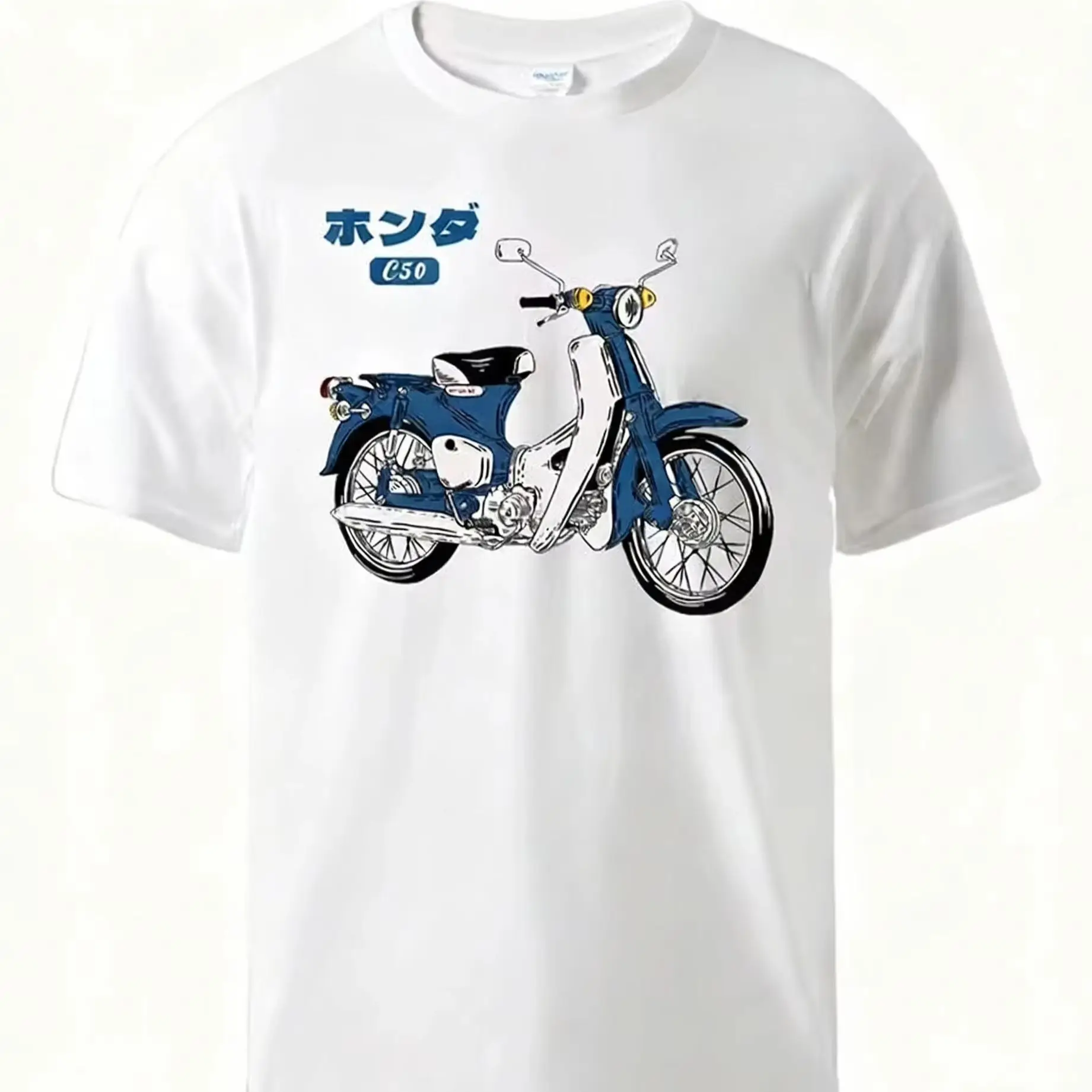 Classic Super Cub C50 Motorcycles Printed T-shirt 100% Cotton  Men'ssummer Shortsleeved Roundneck  Casual Sports Activities.