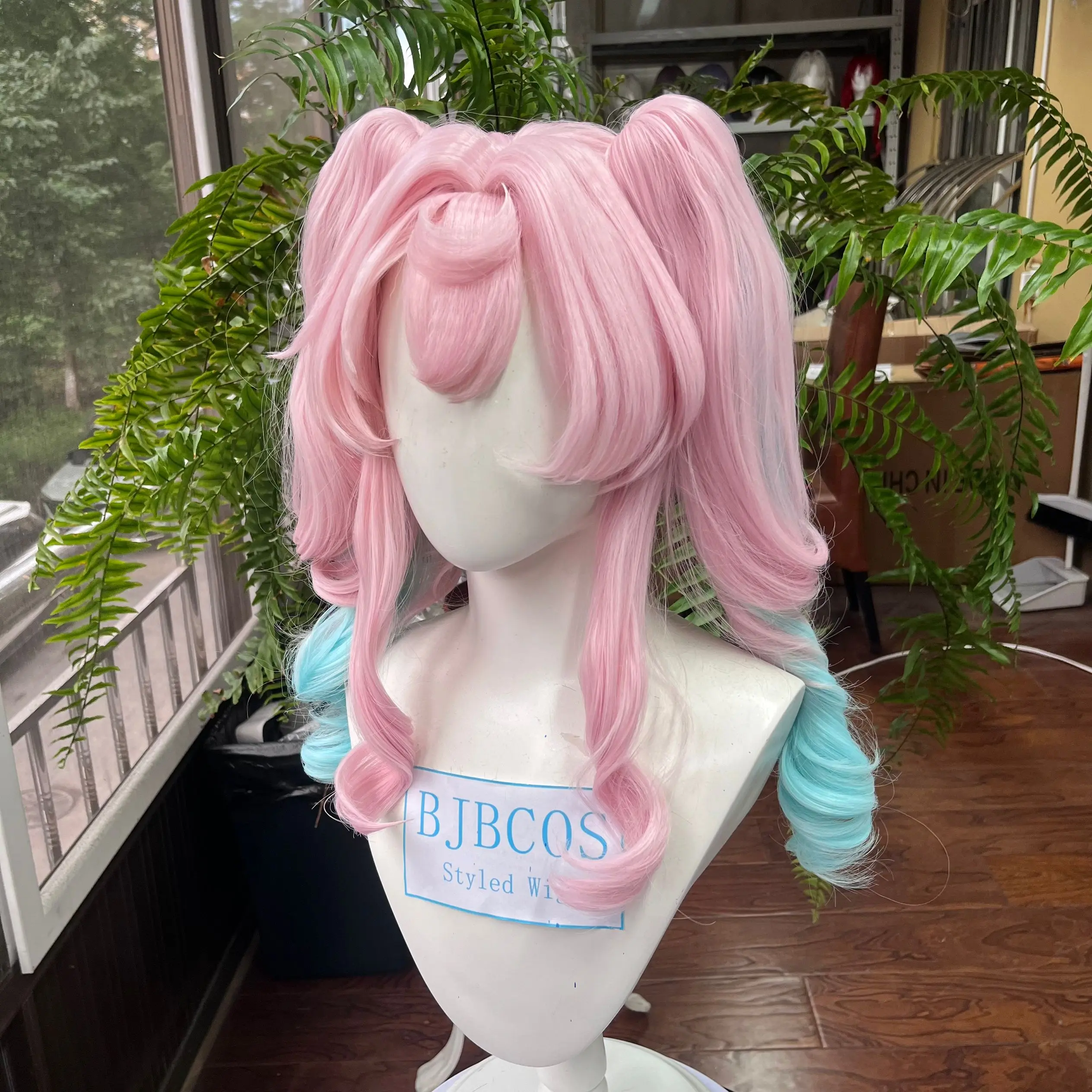 [مصموم] شعر مستعار Hyacinthia لعبة Honkai Star Rail Hyacinthia شعر مستعار تأثيري الوردي ذيل حصان الشعر حفلة الهالوين الكبار