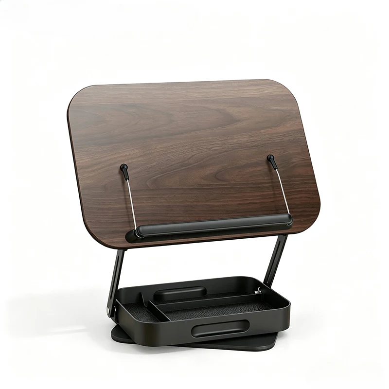 360° Rotating Book Stand with Storage Box, Desktop Reading Holder for Books Tablet, Student Reading Rack for Home School Office