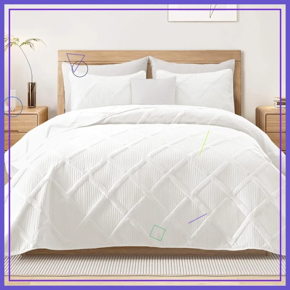 

Комплект стеганых покрывал размера King с полосатым узором, мягкие и легкие покрывала для всех сезонов, включает 2 наволочки для подушек