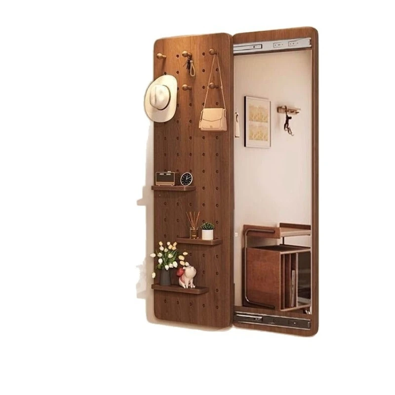 The hole plate full-length mirror is integrated with invisible push-pull, and the full-body mirror can be closed