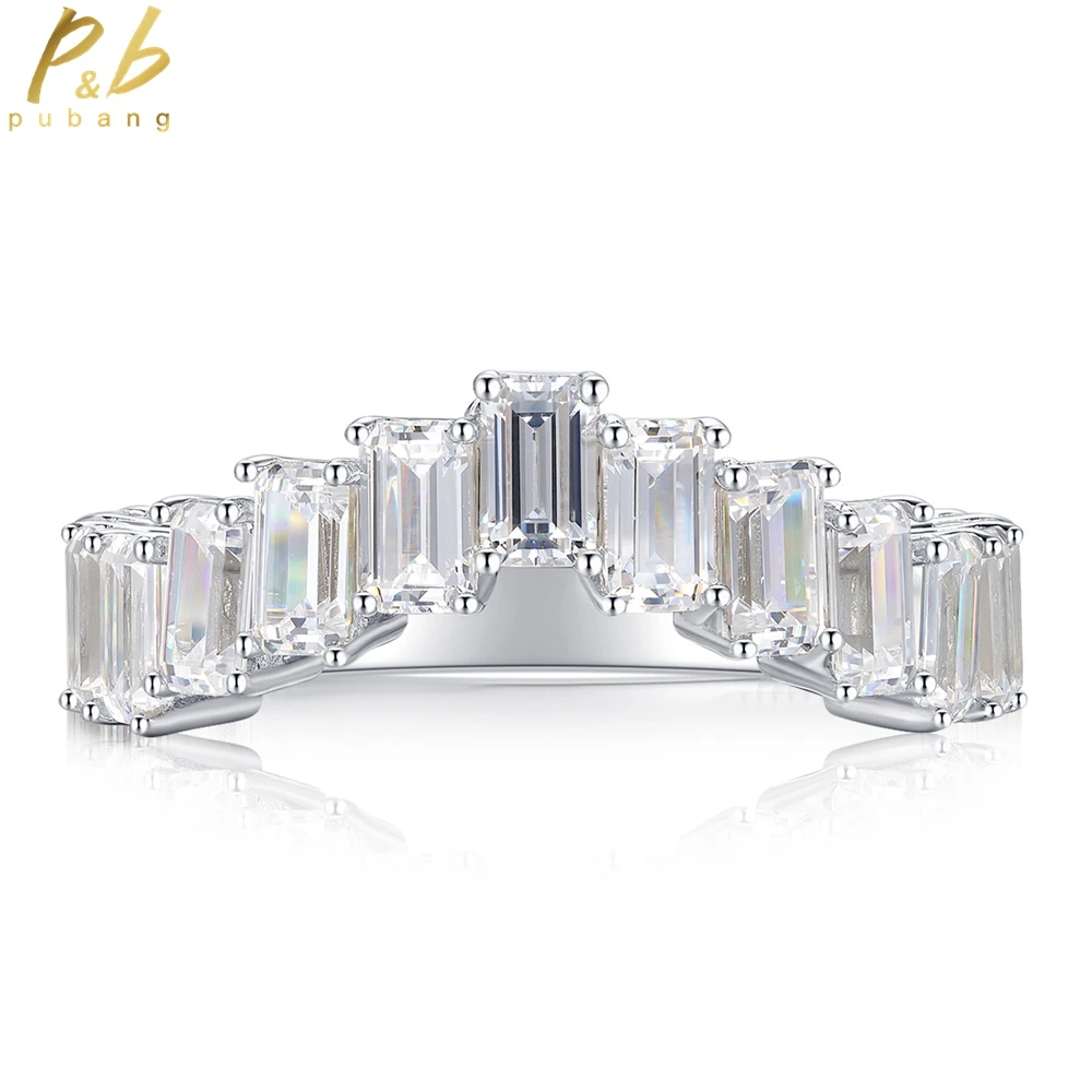 

PuBang Fine Jewelry Real 925 Sterling Silver Full Baguette Gemstone Created Moissanite Diamond Ring for Women Gift Drop Shipping