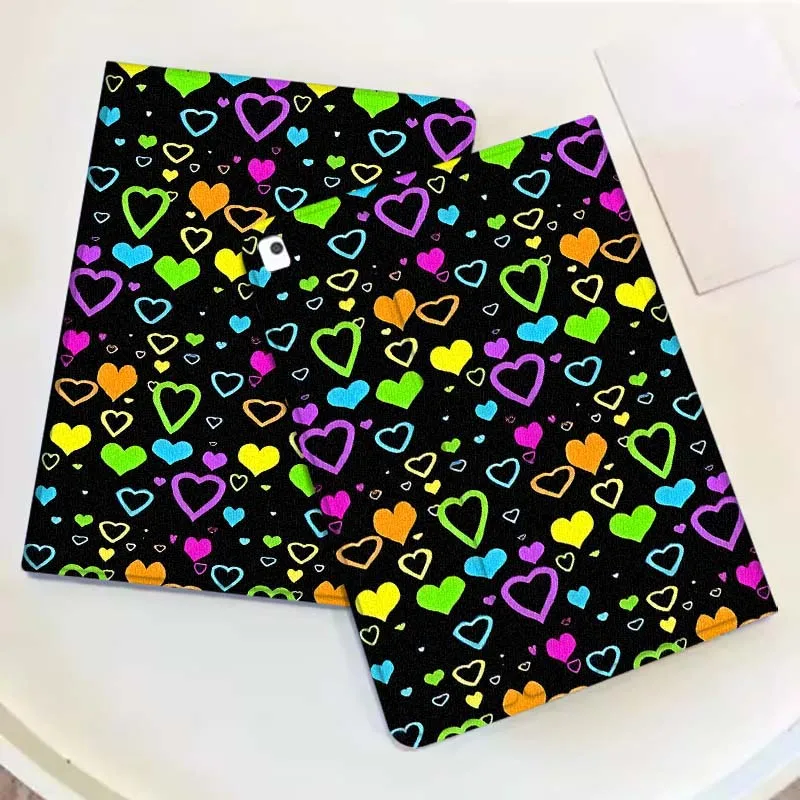 Cartoon Purple Blue Hearts For iPad Pro Mini Air 1 2 3 4 5 6 7 10 11 th 8 9 gen 11 M4 M5 Foldable Tablet Case Cover