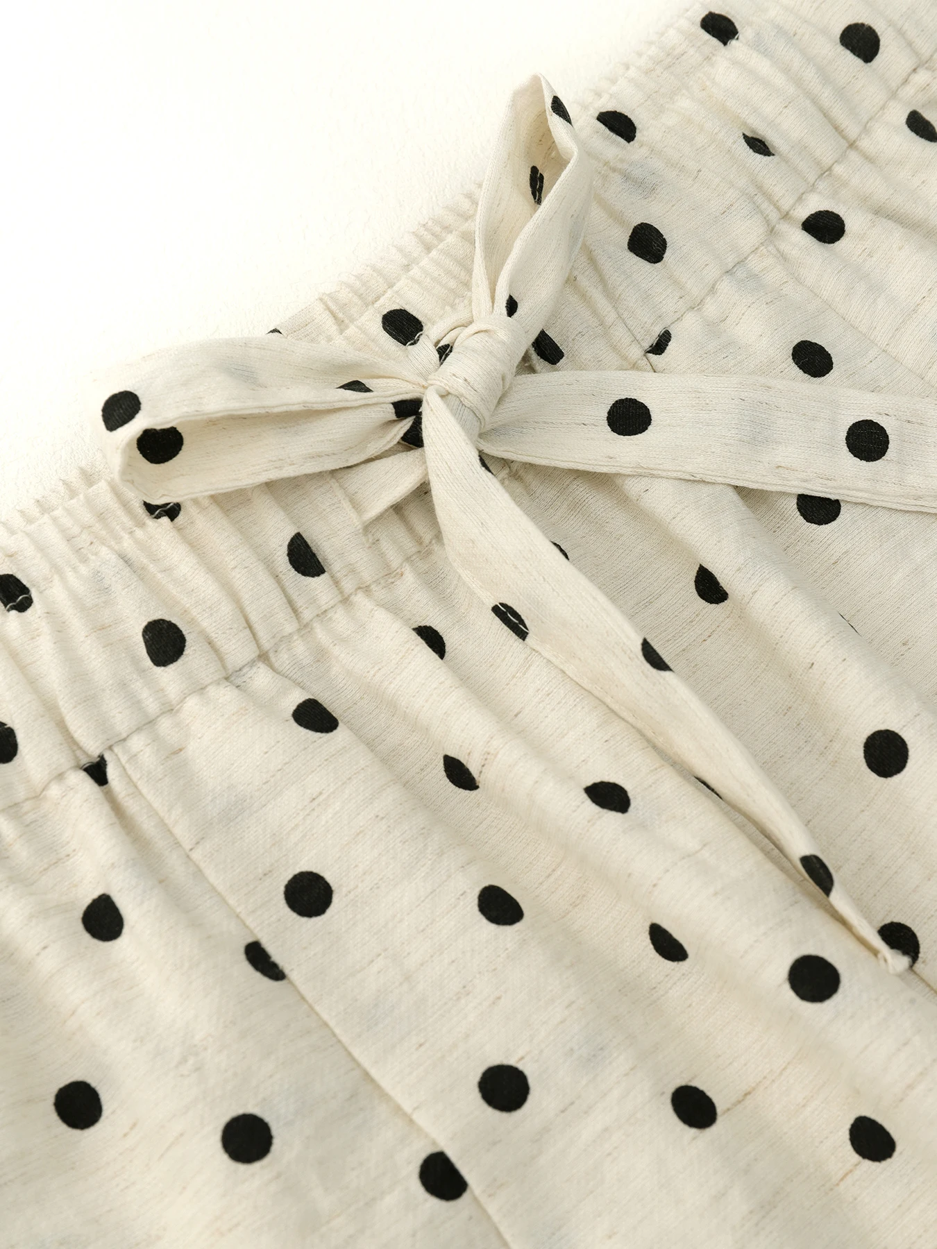 Pantaloni a gamba larga in lino a pois per l'estate da donna, pantaloni Yamamoto sottili a vita alta stile ampio e rilassato, casual dritto-l