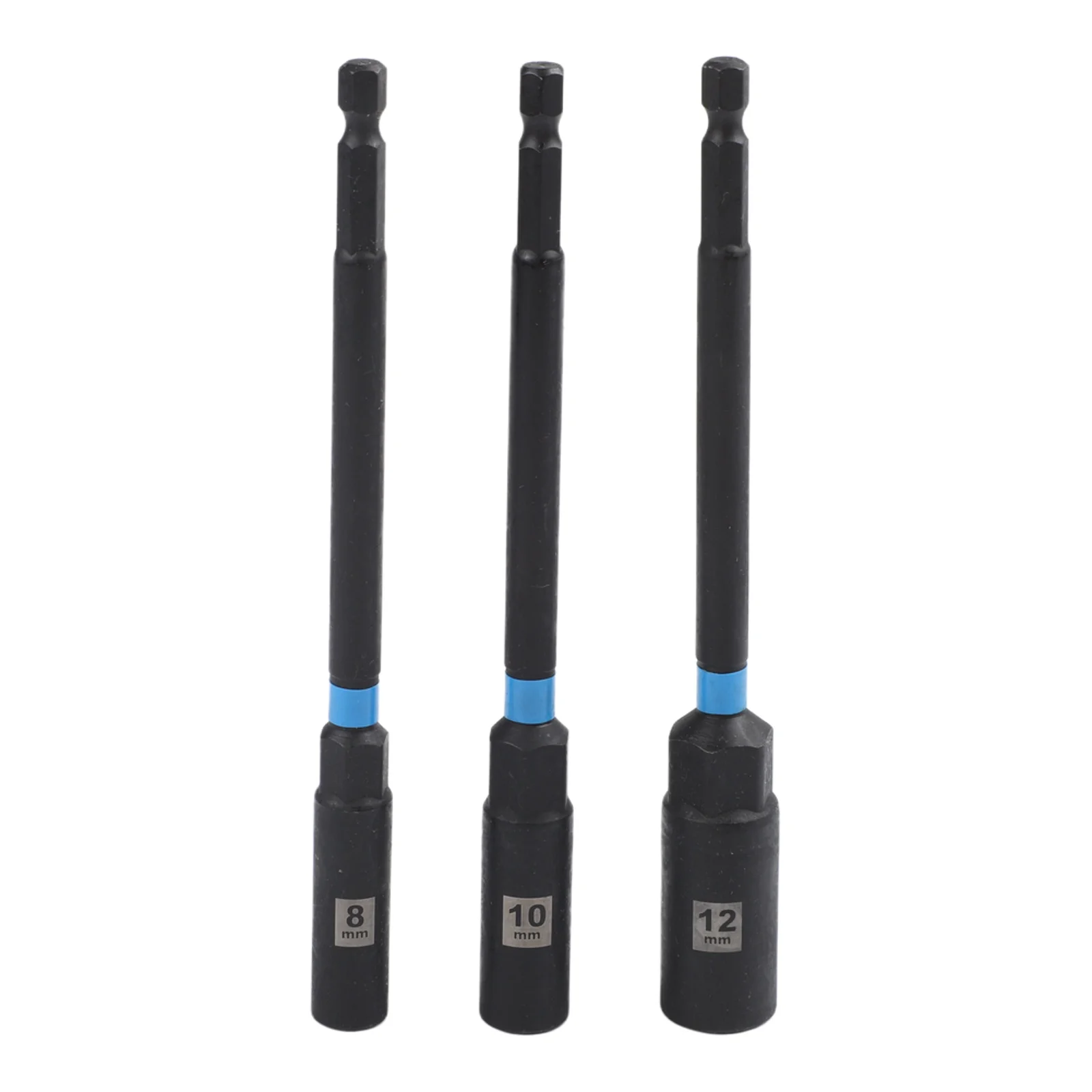 3Pcs Chrome Vanadium Steel Hex Socket Adapter Set 8mm 10mm 12mm 150mm Length For Pneumatic Drill DIY Auto Machinery Hand Tools