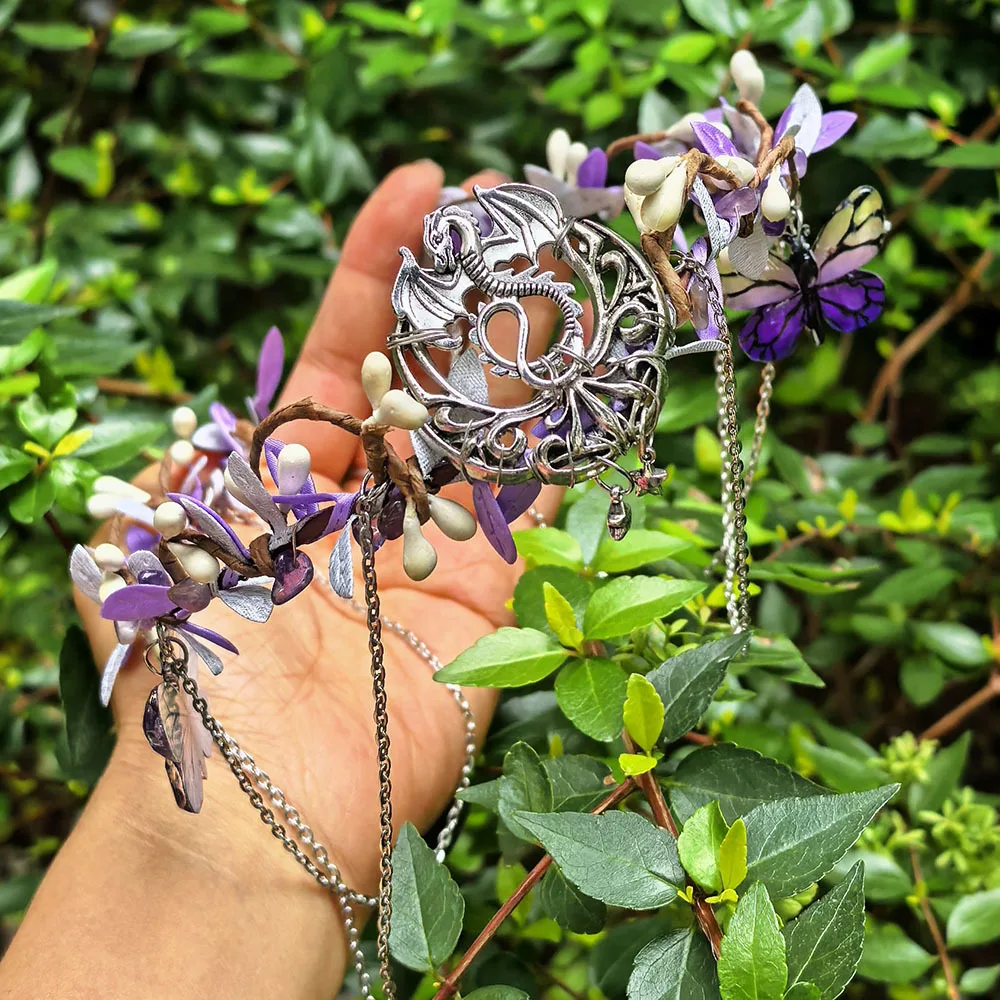 Natural Crystal Witch Crown Hair Accessories Multicolored Crystal Headwear Moon Bridal Headband Handmade Fashion Jewelry Gifts
