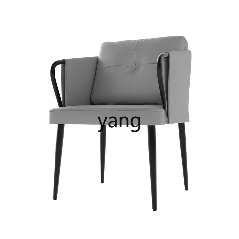 

LH minimalist leather with soft bag with armrests, living room dining chair, commercial leisure single sofa