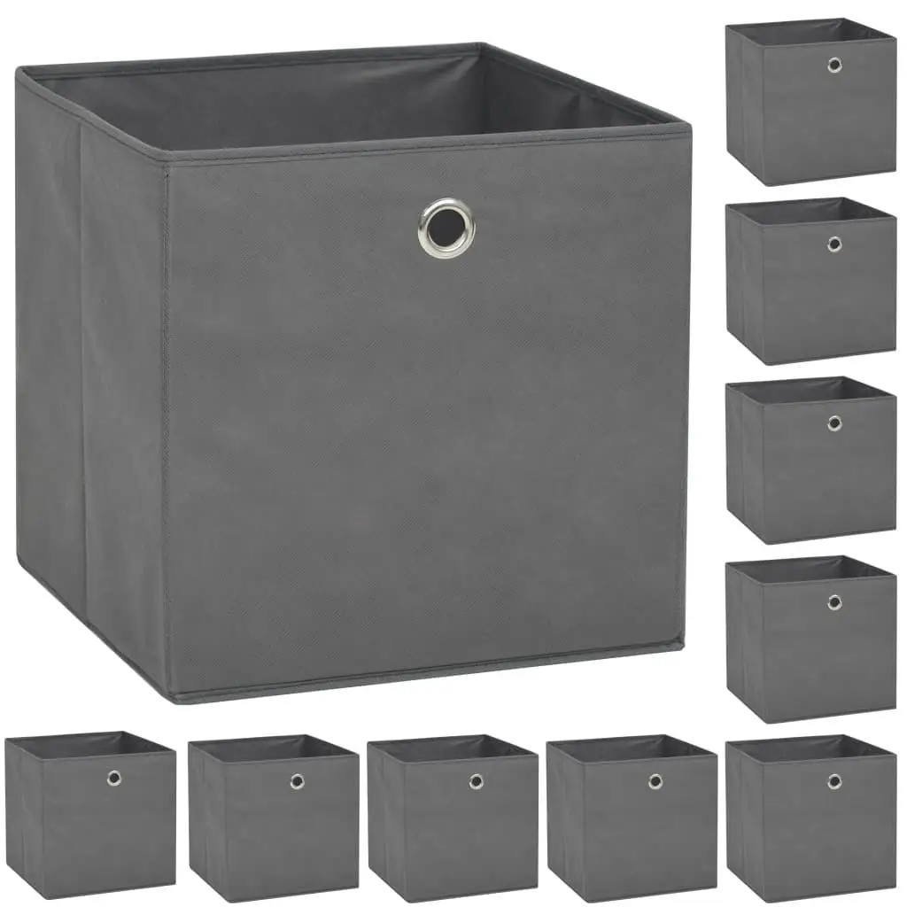 10 PCS Non-Woven Fabric Storage Boxes 12.6x12.6x12.6 - Gray Organized Home Solutions