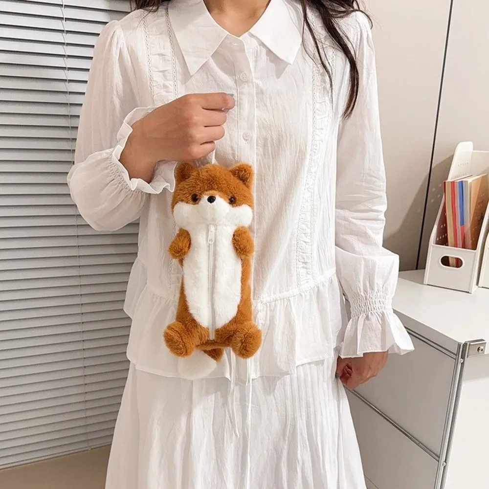 Cartoon Standing Otter Plush Crossbody Bag Plush Large-capacity Pencil Case Portable Cute Plush Stuffed Otter Shoulder Bag Women