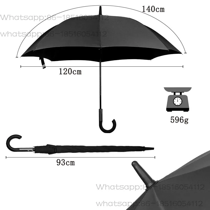 Enhanced and reinforced storm-resistant semi-automatic long-handled umbrella Unisex portable business double umbrella