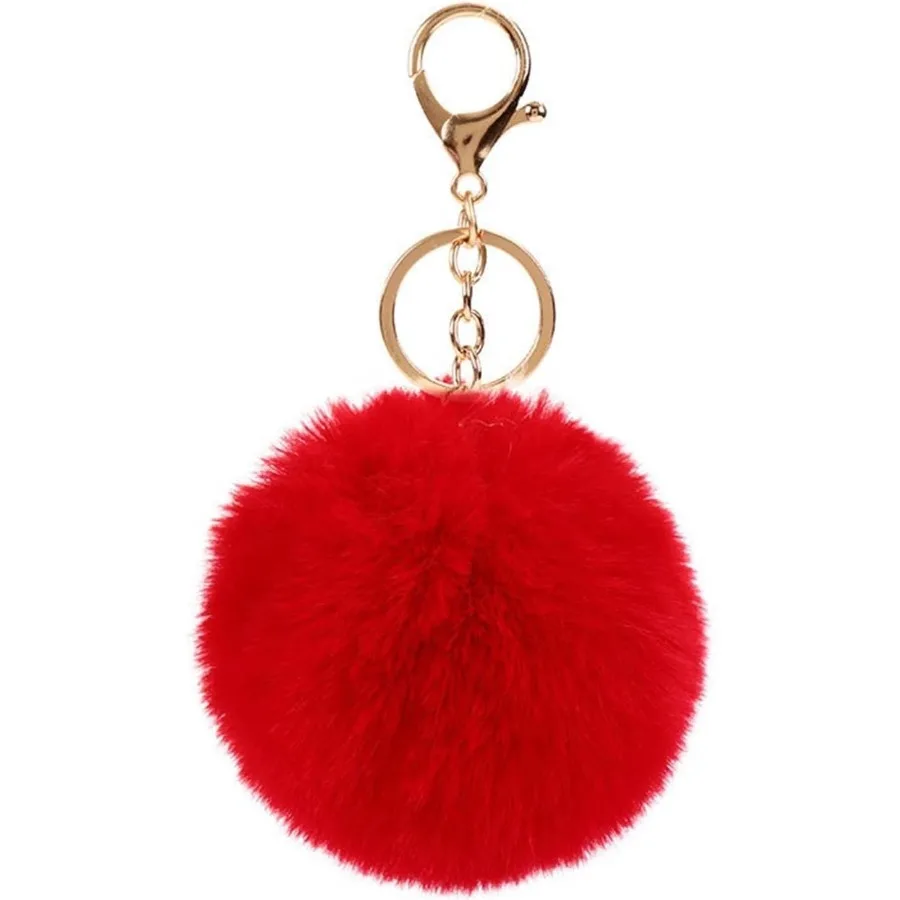 

Pom Pom Keychains Colorful Faux Rabbit Fur Ball Keychain Car Key Ring Soft Plush Pompoms Handbag Keyring Charm