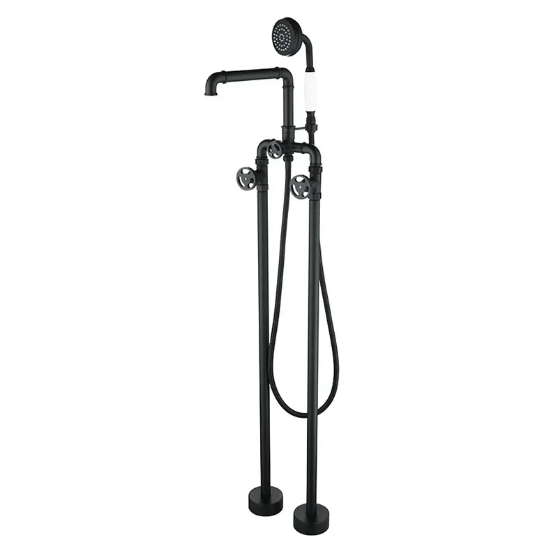 Modern Design Brass Bathroom Fancy Black Shower Column Shower Sets Floor Standing Bathtub Faut Set With Mixer