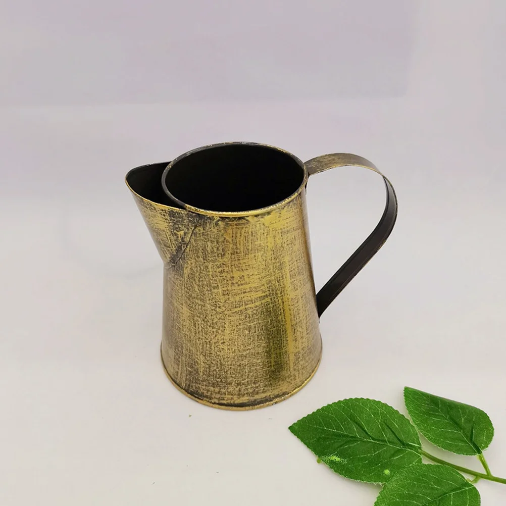 

1pc Vintage Iron Flower Pot Retro Metal Vase With Handle For Flower Arrangement Pitcher Style Plant Holder Rustic Home Decor