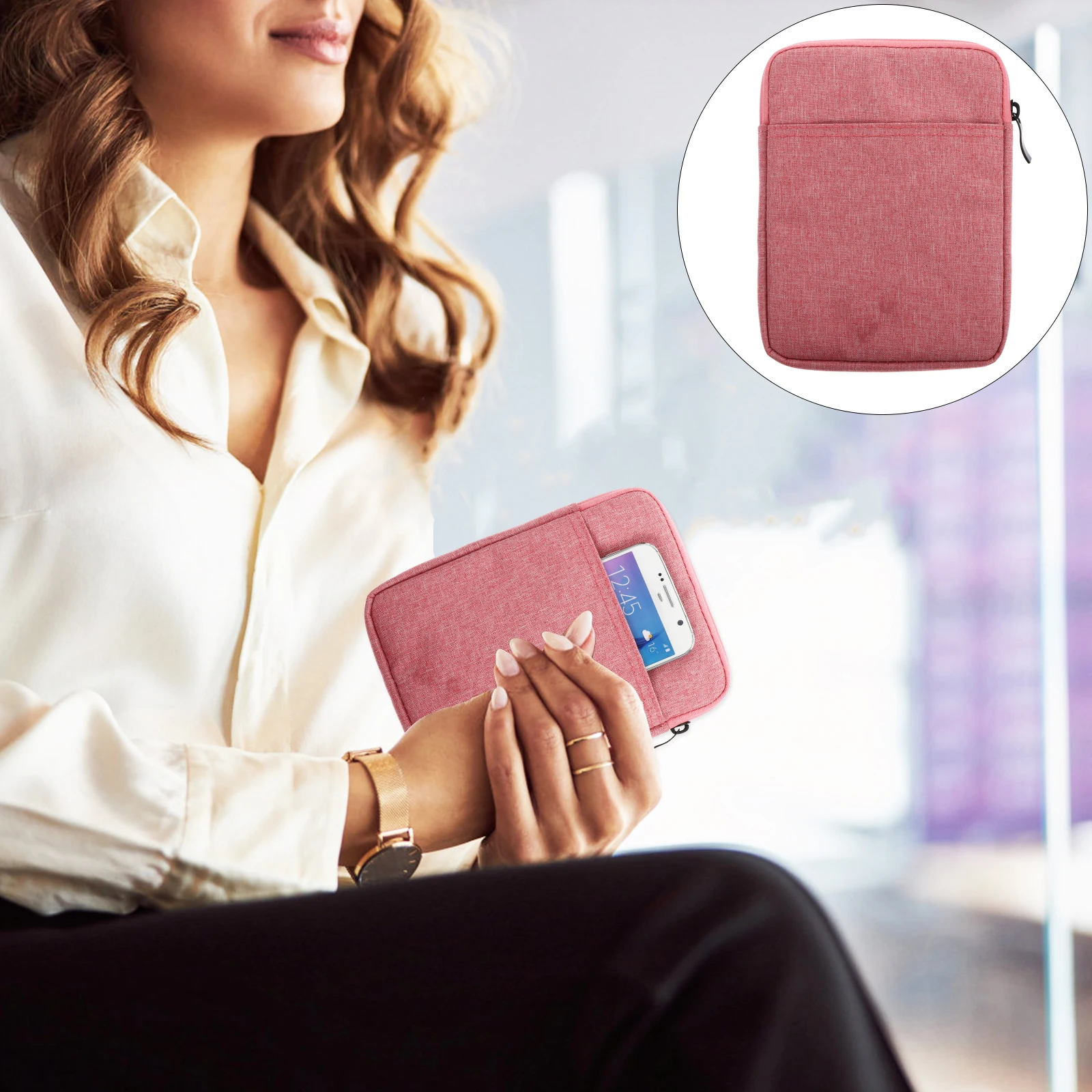 

6In E-Reader Cover Case Durable Canvas Space Cotton Pocket Compatible For Kindle Paperwhite E-Book Protector Ultra-Thin Washable