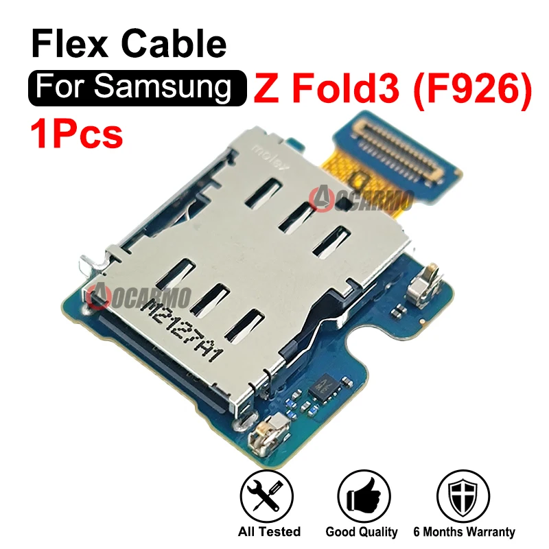 1Pcs For Samsung Galaxy Z Fold 3 Fold3 SM-F926 SIM Card Reader Holder Module With Flex Cable Replacement Repair Part