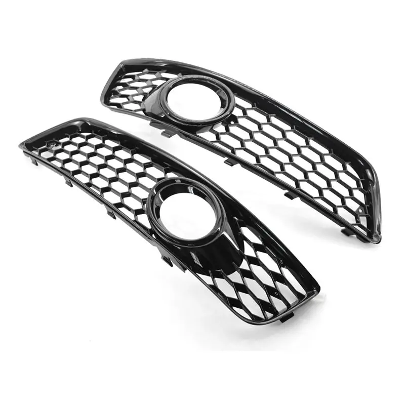 A01K-1 Pair Car Front Bumper Fog Light Mesh Grille Component For A3 8P 2009-2013 8P0807682D Fog Lamp Honeycomb Grille Cover