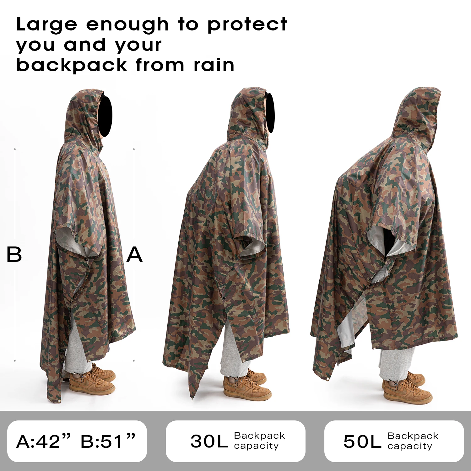 3 In 1 Outdoor Military Waterproof Raincoat Rain Coat Men Raincoat Women Awning From The Rain Motorcycle Rain Poncho Picnic Mat