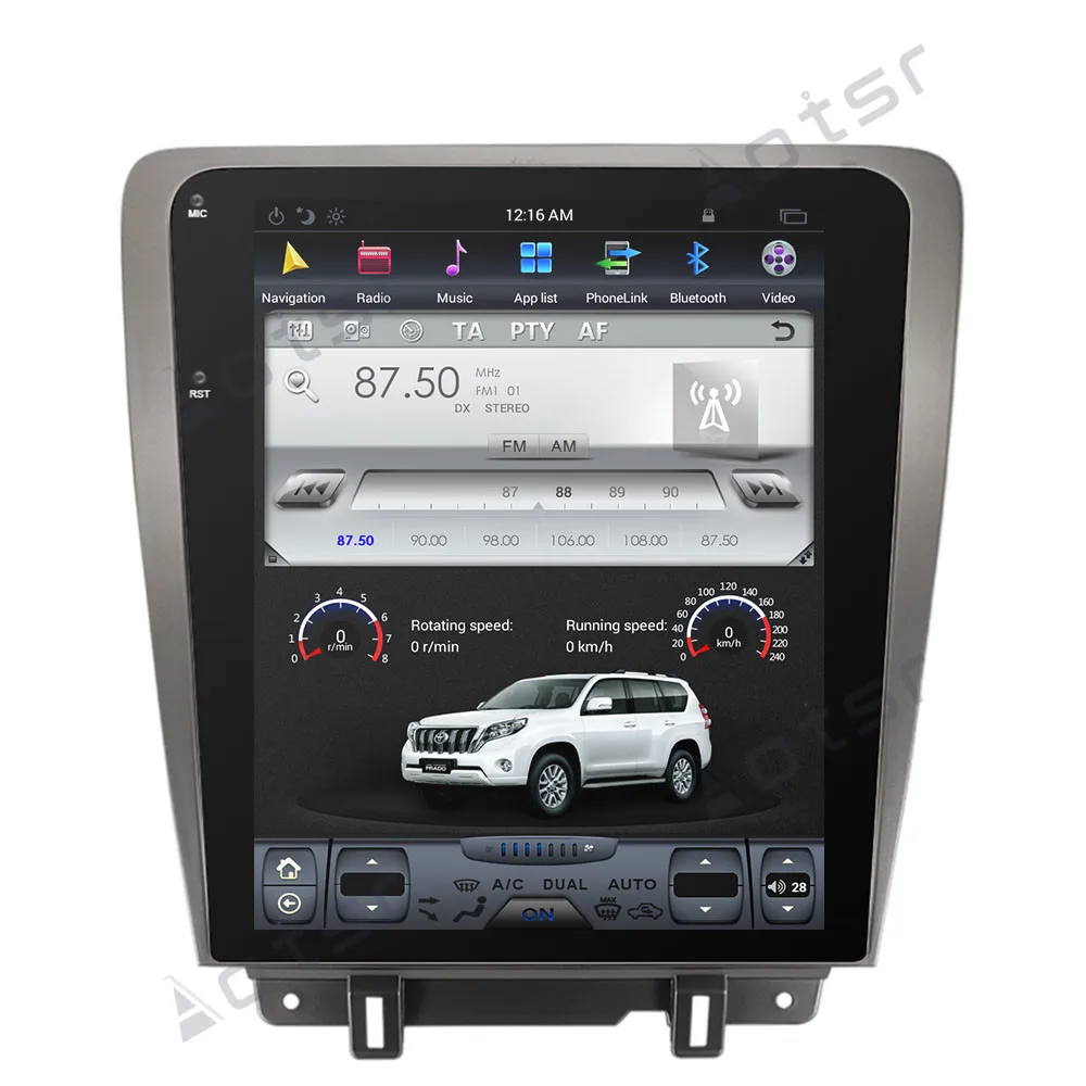 For Ford Mustang 2010-2014 Android 9.0 4+32GB Vertical Screen Car GPS Navigation Stereo Head Unit Multimedia Player Radio Silver