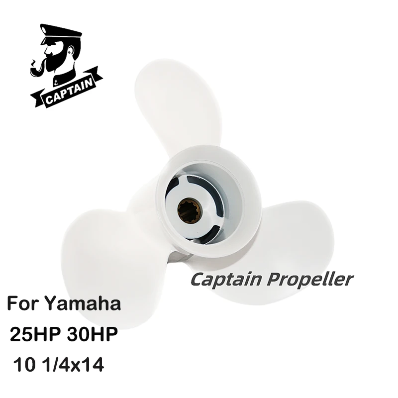 Captain 10 1/4x14 For Yamaha Outboard Propeller Boat Engines 25 30HP Motor Aluminum Alloy Screw 3 Blades 10 Tooth Spline RH