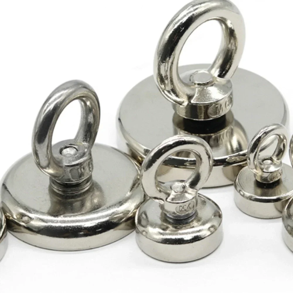 Super Strong Neodymium Fishing Magnet Hooks N52 Heavy Duty Magnet with Countersunk Hole Eyebolt 16-60mm Salvage Searcher Magnets