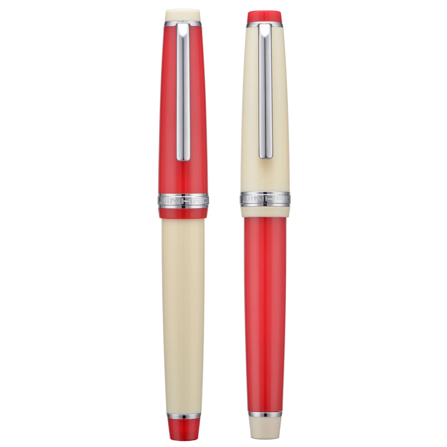 

Перьевая ручка Jinhao 82, 2 шт., перо из смолы EF и F, набор ручек для письма с отделкой из смешанного красного и серебряного цвета слоновой кости